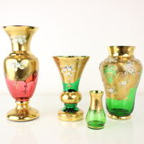 Bohemia glass vase, high enamel,gold,1950s, czechoslovakia