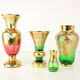 Vase en verre de bohême, émail élevé, or, années 1950, tchécoslovaquie