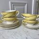 Set of 6 cups and textured yellow sub-cups digoin sarreguemines 50s