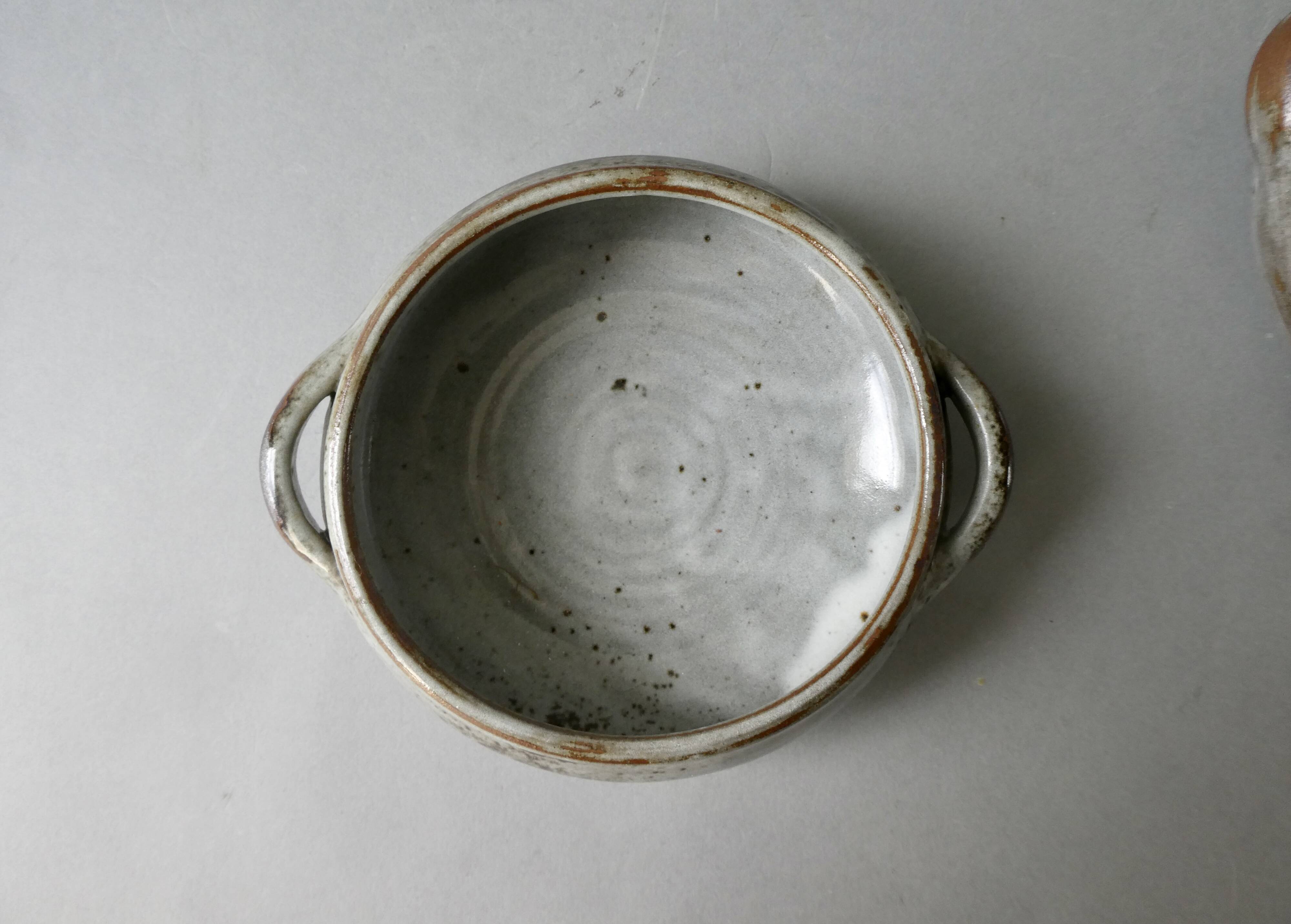 2 enameled stoneware bowls signed Chantal and Thierry Robert