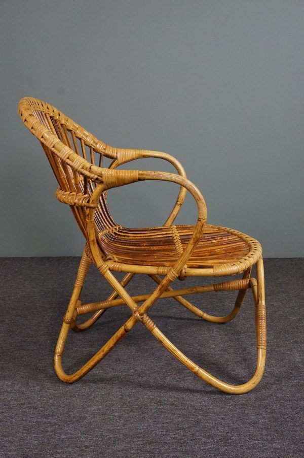 Fauteuil en rotin Design Hollandais, 1950