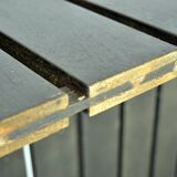 Vintage handmade wide SLATTED bench / side table, Netherlands 1970s