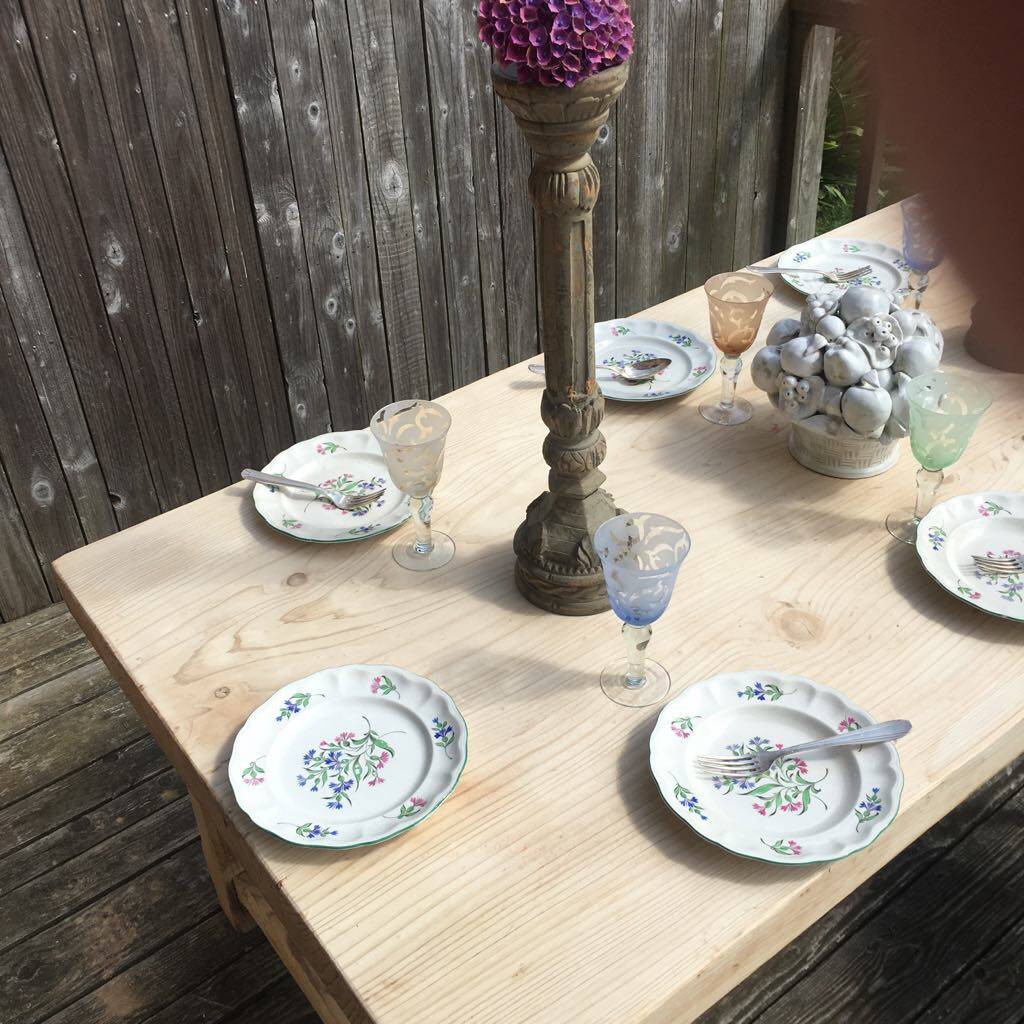 Solid raw wood farm table