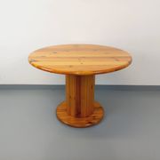 Table à manger ronde scandinave vintage en pin des années 60 70