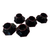 5 coffee cups Arcoroc Octime black and red 80s