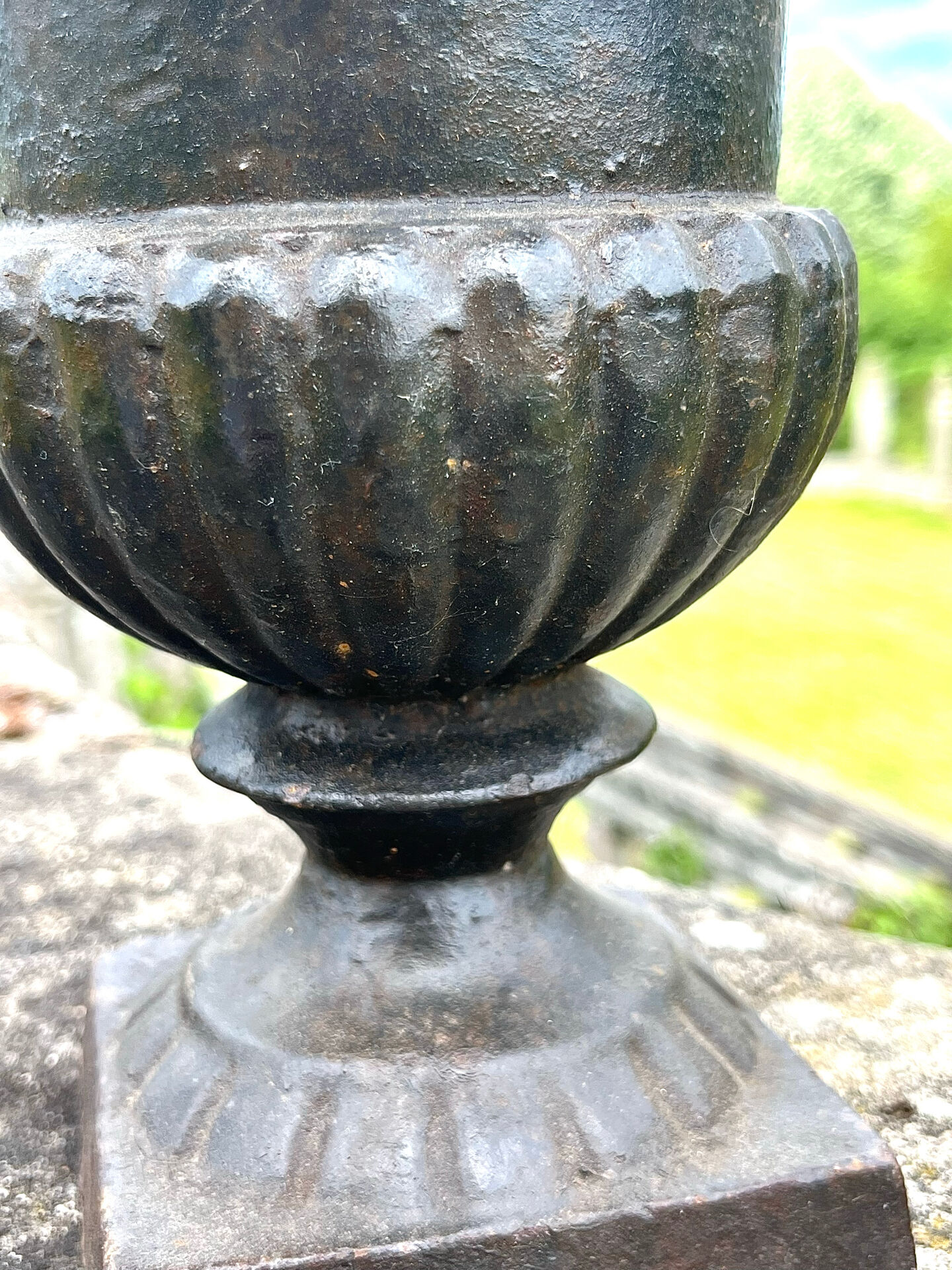 Iron garden urn planter, Antique French cast iron classical campana va