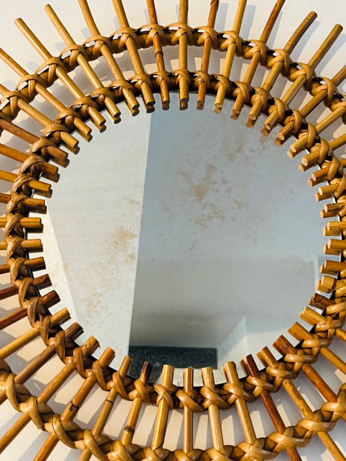 Authentic rattan sun mirror 60s