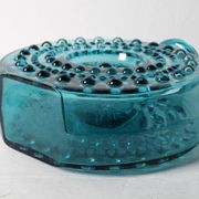 Teal Sunburst Blue Bubble Glass Vase / Erich Jachmann for WMF / 1960s