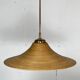 Pair pencil reed rattan bamboo and brass pendants, Italy 1970s