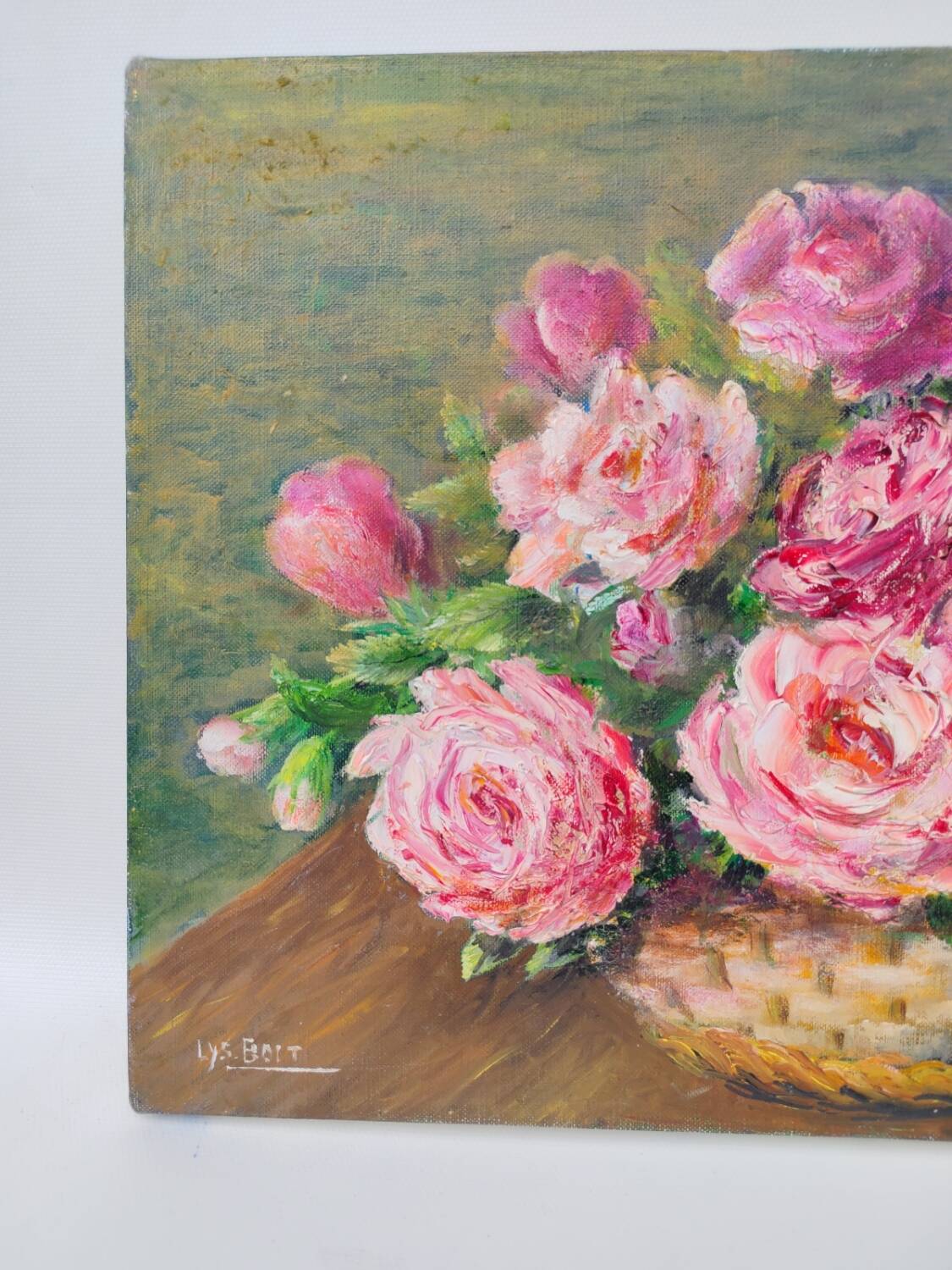 Oil on canvas, bouquet of flowers by Lysiane Boit.