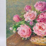 Oil on canvas, bouquet of flowers by Lysiane Boit.