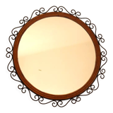 Round iron and rattan mirror