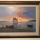 Oil painting on faesite 70s mouth of the Arno Pisa