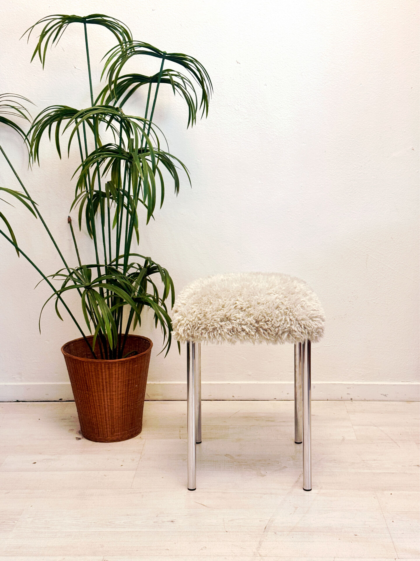 Vintage chromen buisframe krukje seventies