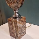 Large marble and chrome metal table lamp base from the 70s