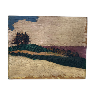 Landscape in vintage oil