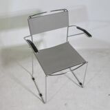 Mid-Century Design Chrome and Leather Chairs from Italy, Set of 4, 1970s