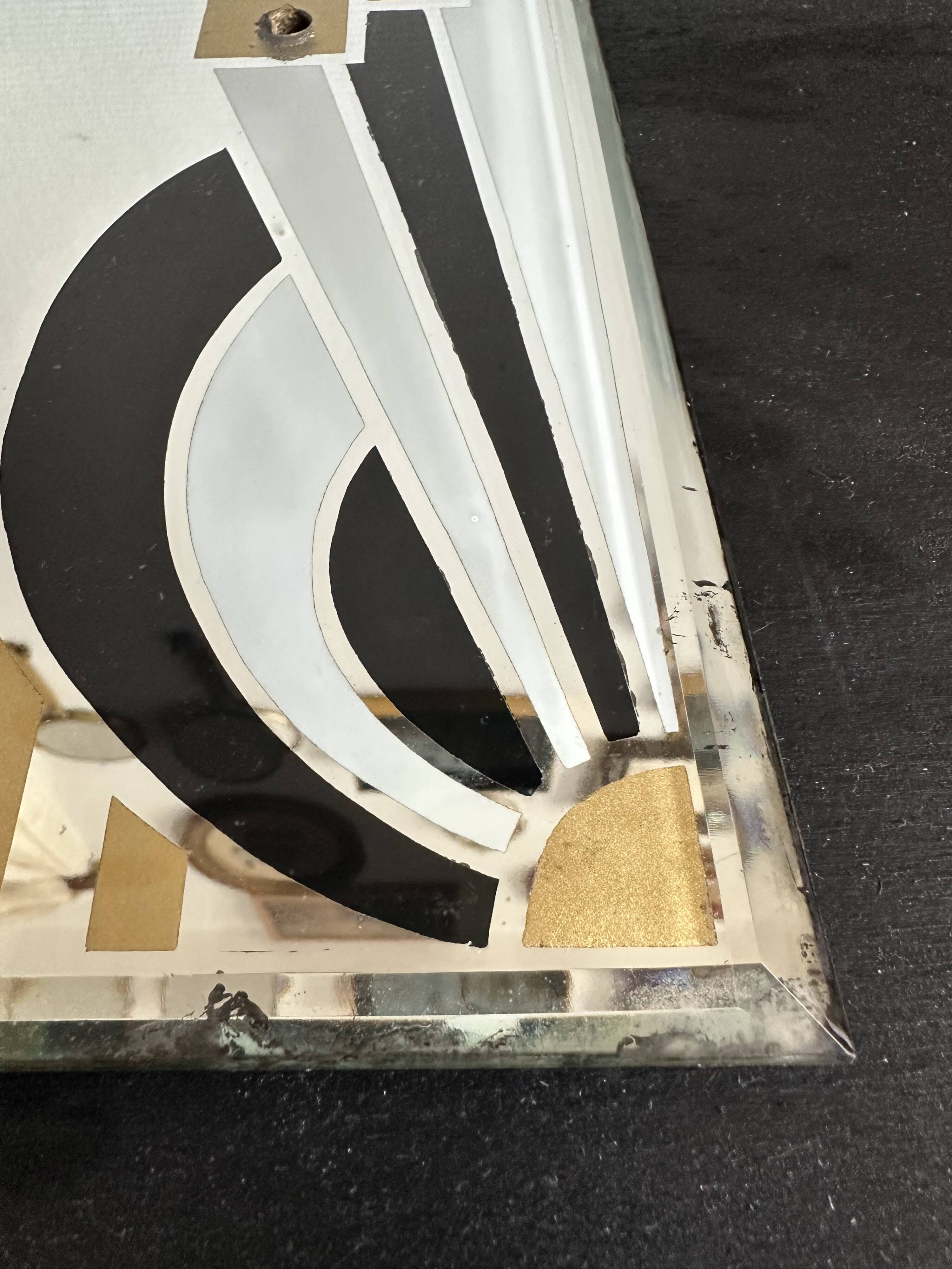 Hand-painted Art Deco beveled mirror - 1930