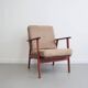 Fauteuil danois en teck et tissu beige