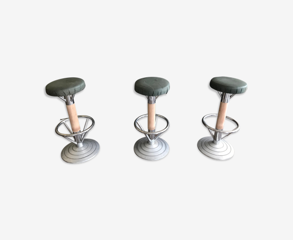 Lot de 3 tabourets de bar authentiques années 50