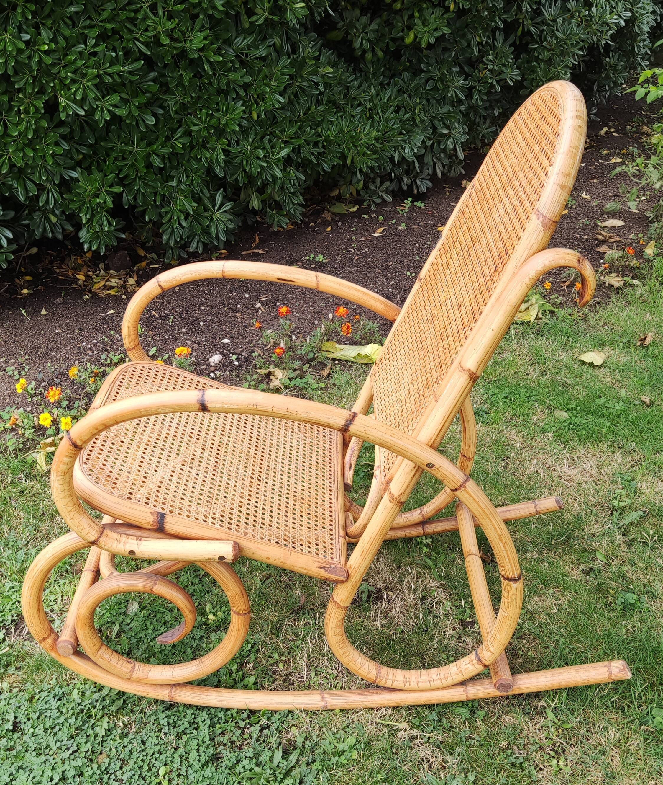 Rocking chair bamboo cannage