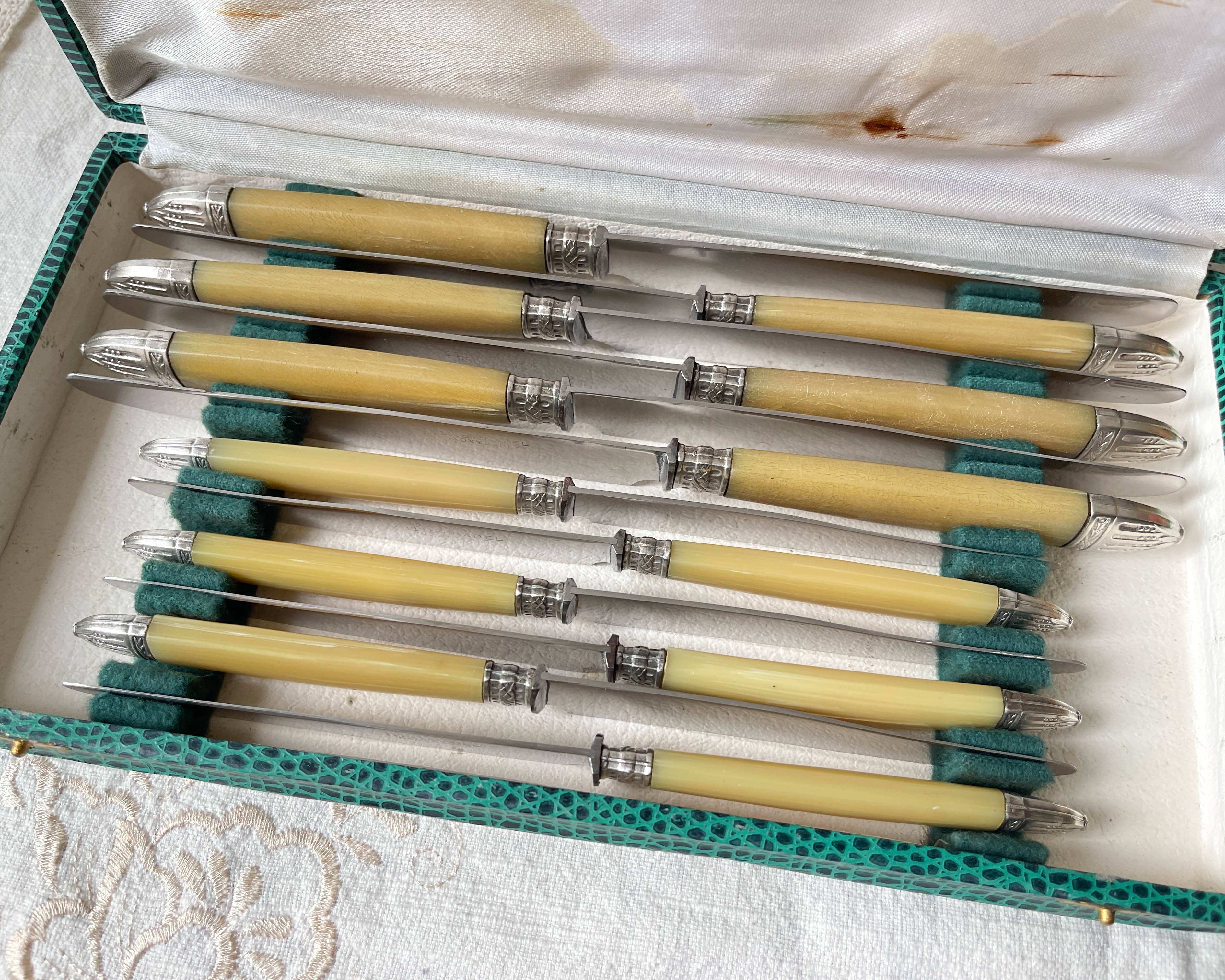 12 couteaux vintage bakélite Inox Pradel