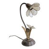 Lampe fleur en laiton et nacre