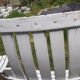 Pair of iron and old wood garden chairs
