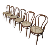 Set of 6 Bentwood Dining Chairs with Cane Seat / Bistro Thonet Style Chairs