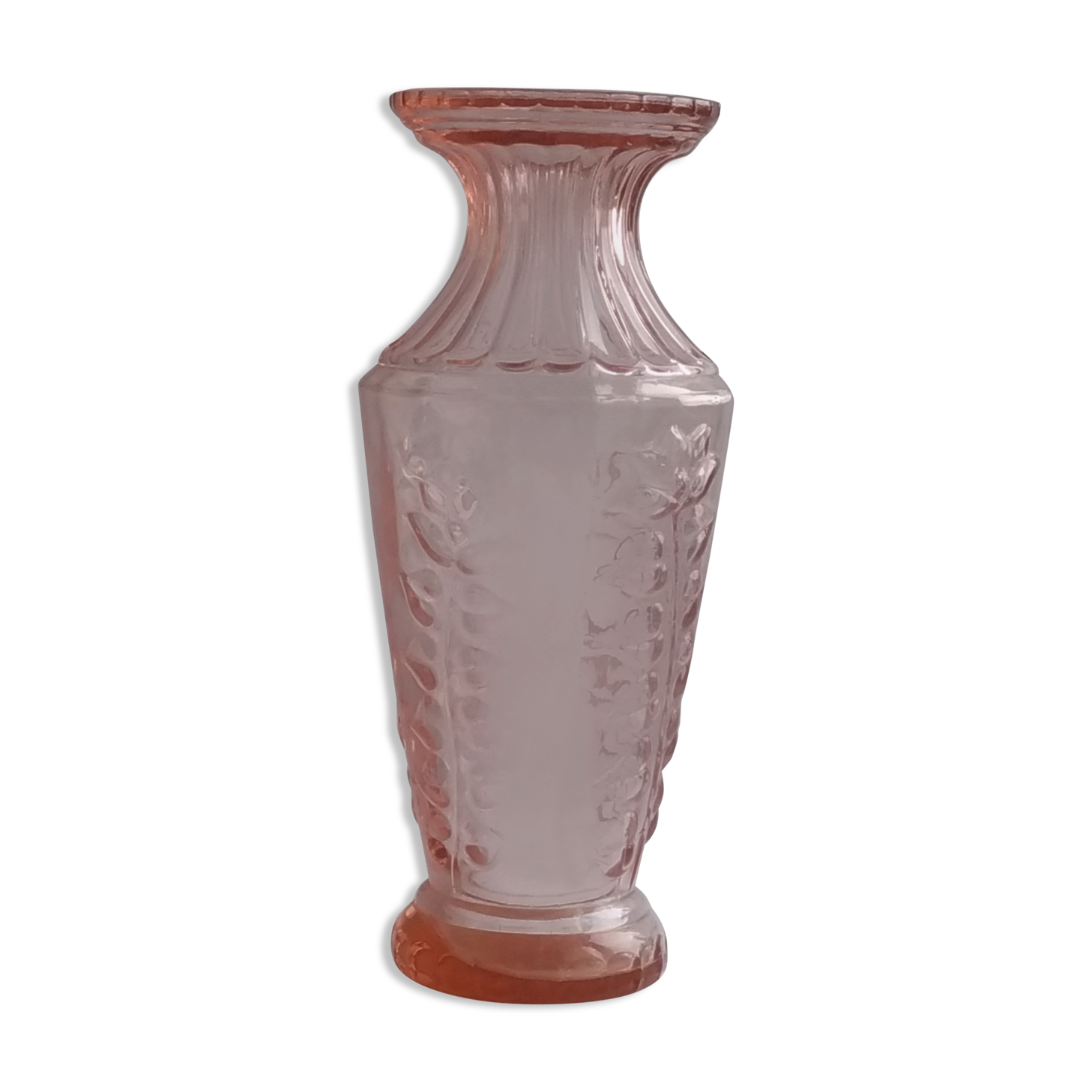 Large pink glass vase-1950 1960