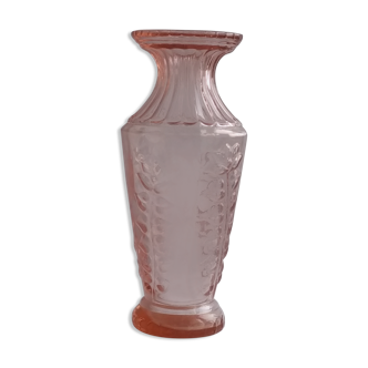 Large pink glass vase-1950 1960