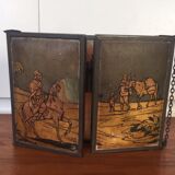 Miroir triptyque avec illustrations 1900