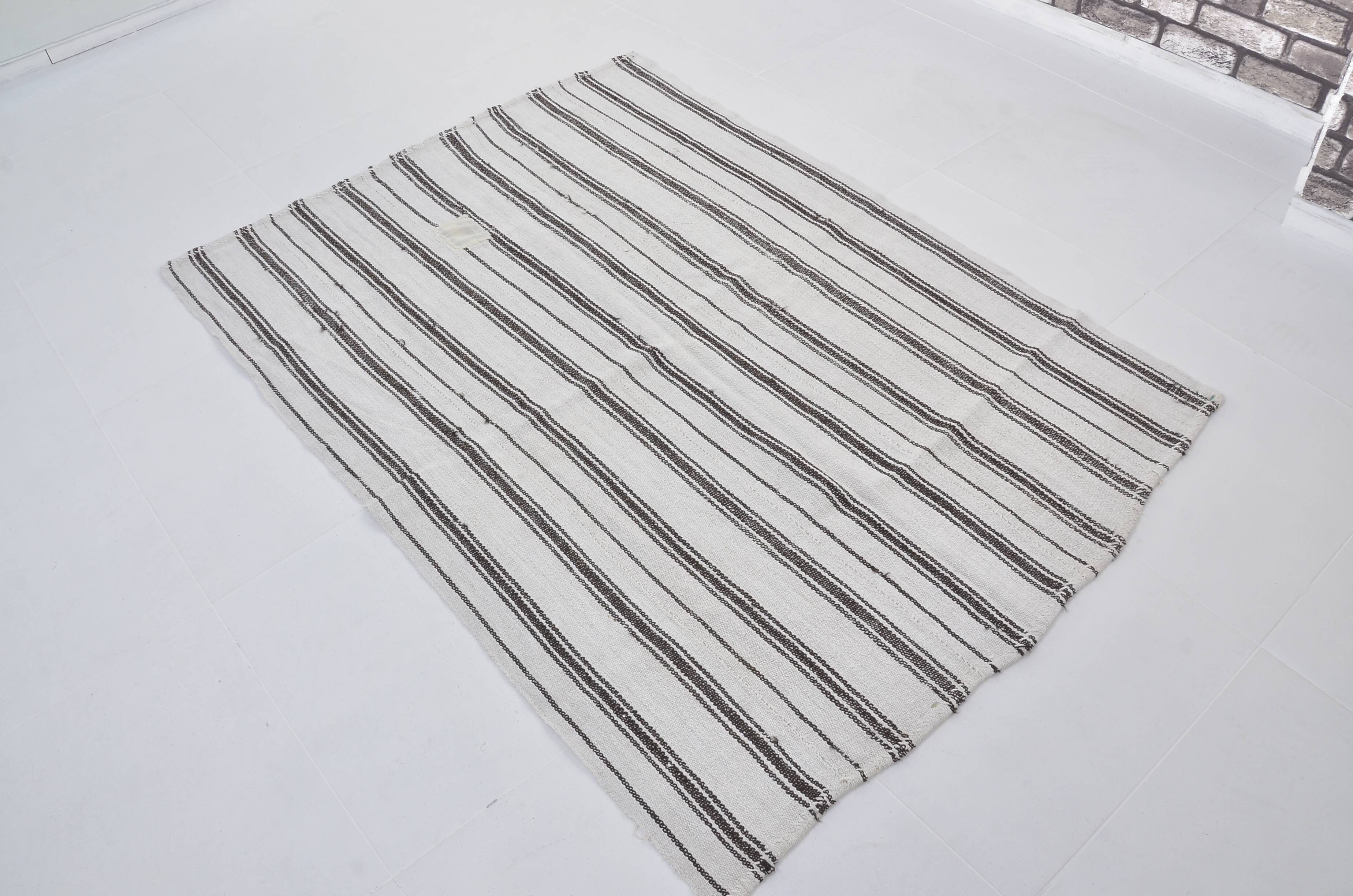 Vintage handwoven hemp rug modern sku 3669