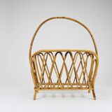 Bamboo and rattan magazine rack in the style of Franco Albini, Italy, 1970s.