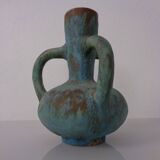 German studio ceramic handle vase by Lu & Gerd Grove, Lübeck, 1960s