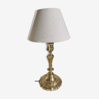 Regency candle holder in polished bronze work XIX th, mounted in lamp