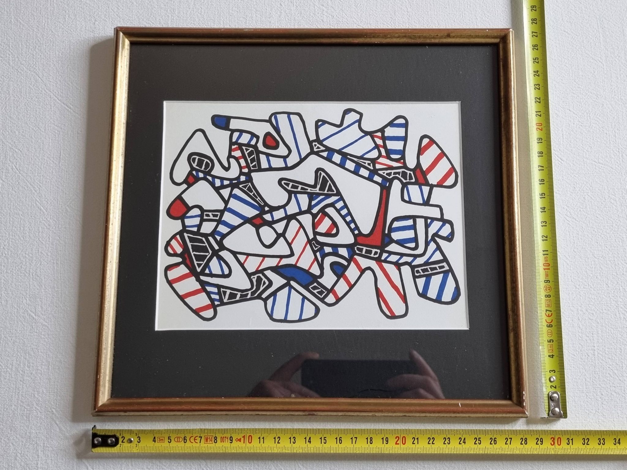 Silkscreen print after Jean Dubuffet, framed, 1970s, 28 x 27 cm