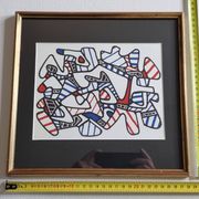 Silkscreen print after Jean Dubuffet, framed, 1970s, 28 x 27 cm