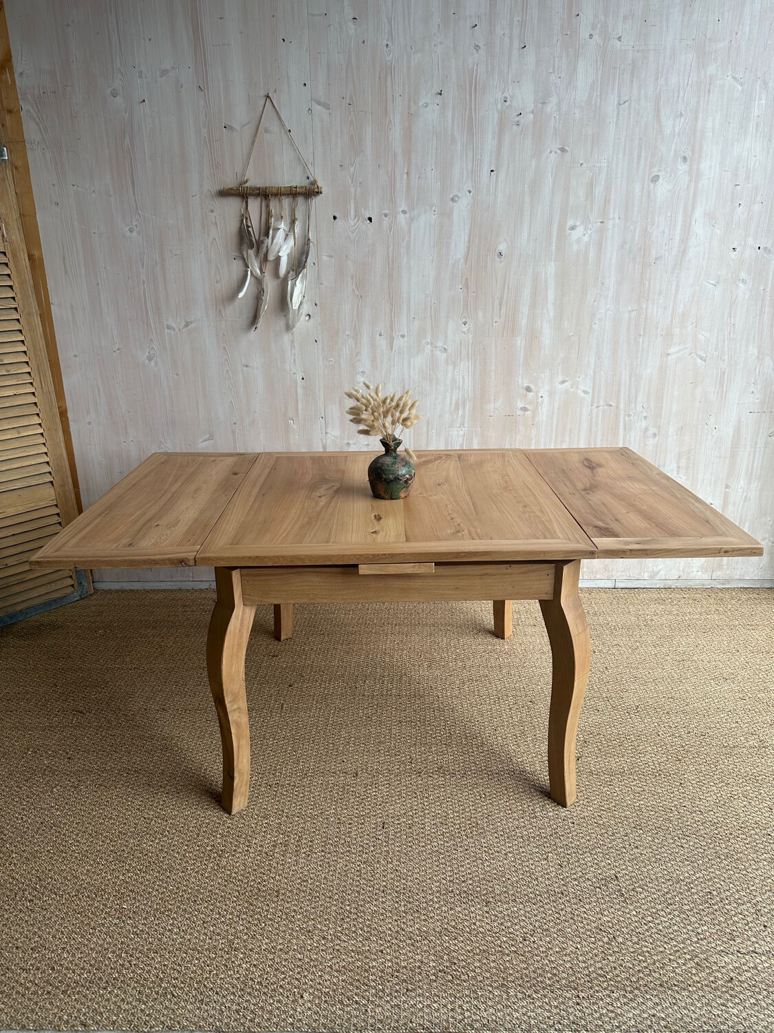 Table ancienne en châtaignier massif rénovée – extensible