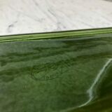 Plat à cake en céramique émail vert salins modèle "capvern" années 60-70