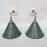Swan neck enamelled sheet metal wall lights