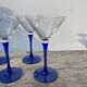 6 blue glass cocktail glasses, 1980