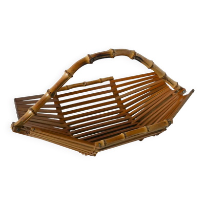 Panière en bambou et teck, design, 1960