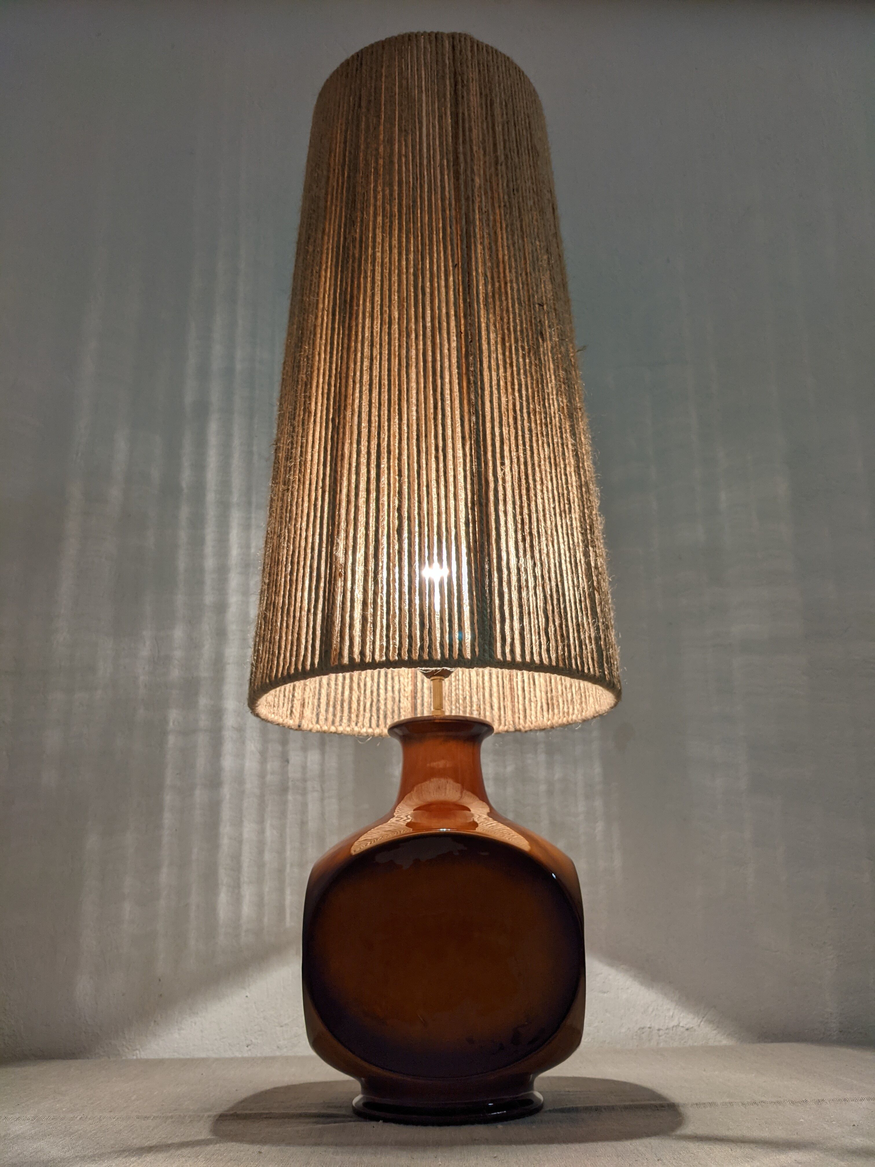 Vintage ceramic lamp and jute rope