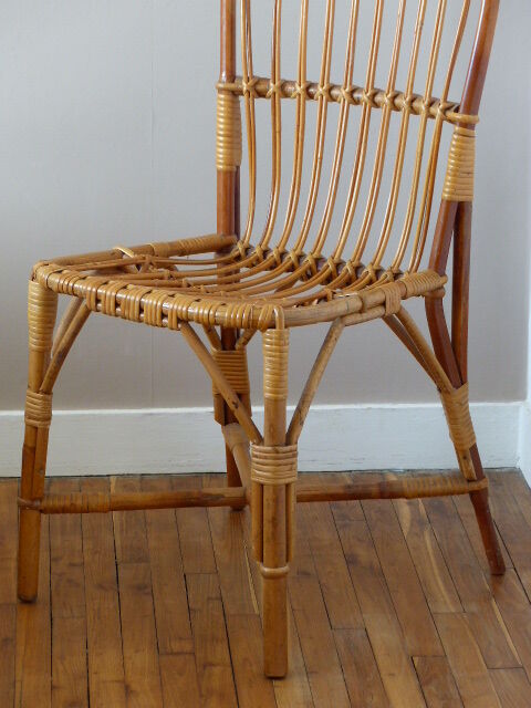 Chair, bamboo and rattan vintage, 70s.