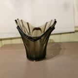 Art Deco vase in polished and frosted smoked glass