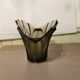 Art Deco vase in polished and frosted smoked glass