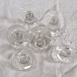 6 Small old bistro glasses for white wine or aperitif - thick glass