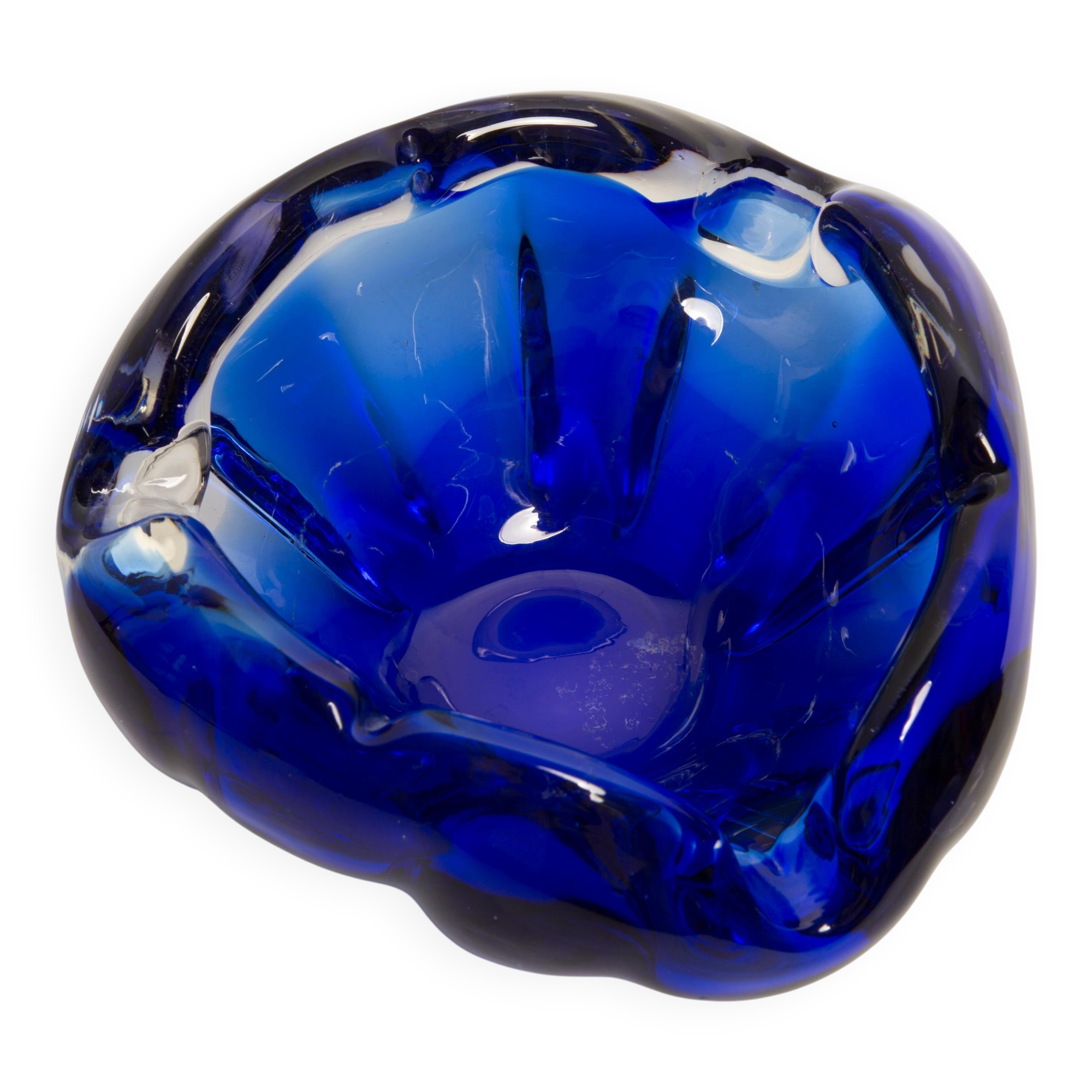 Mid-century blue Murano glass ashtray, Italy, 1970s