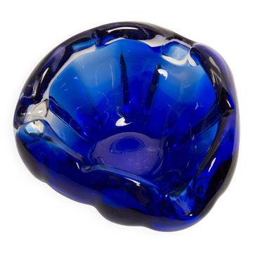 Cendrier en verre Murano bleu milieu du siècle, Italie, années 1970